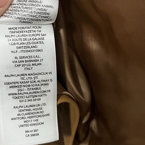 Ralph Lauren Womens Cropped Lambskin Trench‎ Coat Size M Tan Luxe MSRP $998 FLAW - Picture 11 of 16